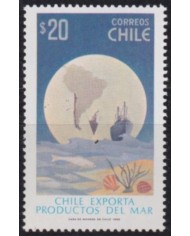 F-EX60425 CHILE MNH 1982 EXPORT OF MARIEN FOOD SHIP & GLOBE MAP.