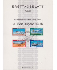 F-EX61112 GERMANY BERLIN 1980 ERSTTAGSBLATT 3/1980 AVION AIRPLANE HELICOPTER.