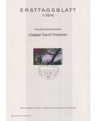 F-EX61125 GERMANY 1974 ERSTTAGSBLATT 1/1974 GASPAR DAVID FRIEDRICH ART PAINTING.