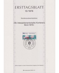 F-EX61137 GERMANY 1978 ERSTTAGSBLATT 13/1978 INTERPARLAMENTARY CONFERENCE.