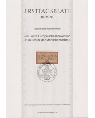 F-EX61140 GERMANY 1978 ERSTTAGSBLATT 16/1978 25th ANNIV EUROPEAN HUMAN RIGHT CONVENTION.