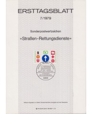F-EX61153 GERMANY 1979 ERSTTAGSBLATT 7/1979 TRAFFIC & RECUE SIGN.