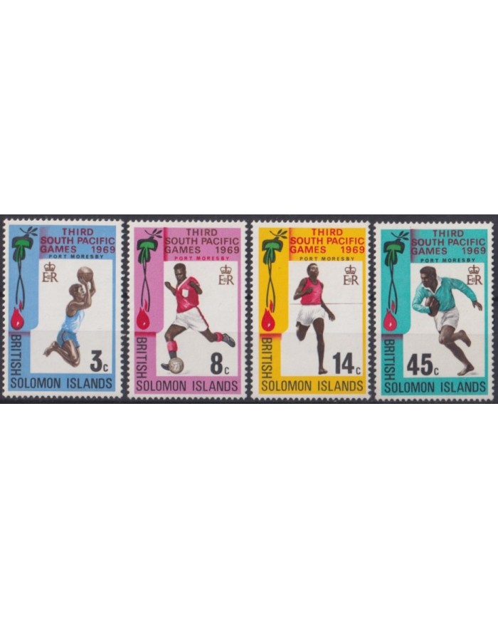 F-EX36437 SOLOMON IS MNH 1969 SOUTH PACIFIC GAMES BOXING ATHLETISM SOCCER BASKET.