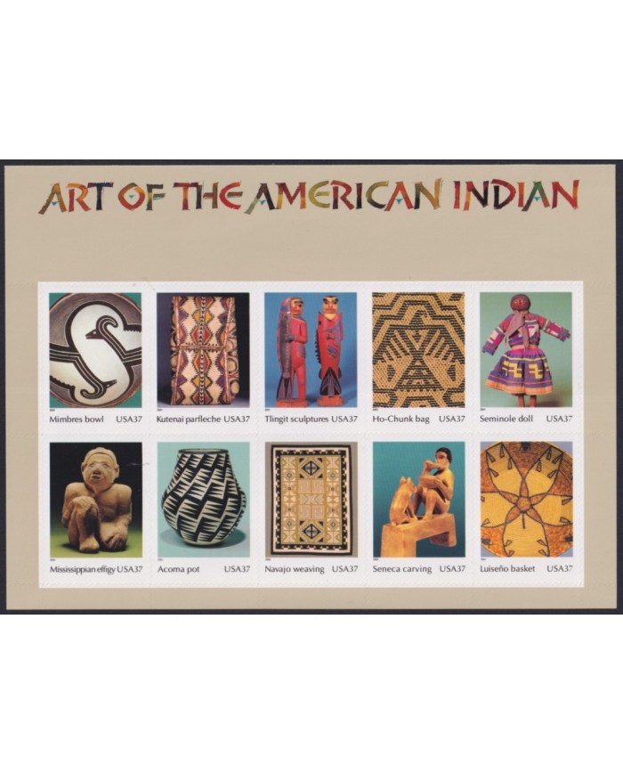 F-EX58040 US USA MNH 2004 SHEET ART OF AMERICAN INDIAN ART SCULTURE POTTERY.