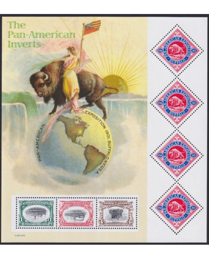 F-EX58055 US USA MNH 2001 SHEET PAN AMERICAN INVERTS PHILATELIC EXPO.