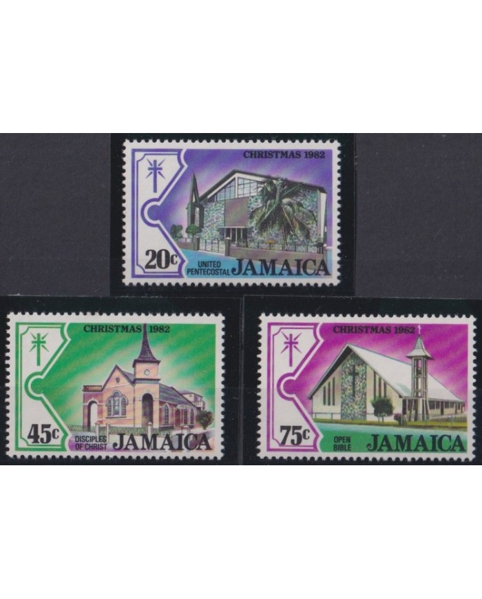 F-EX60947 JAMAICA 1982 MNH CHRISTMAS NAVIDAD CHURCH ARCHITECTURE.