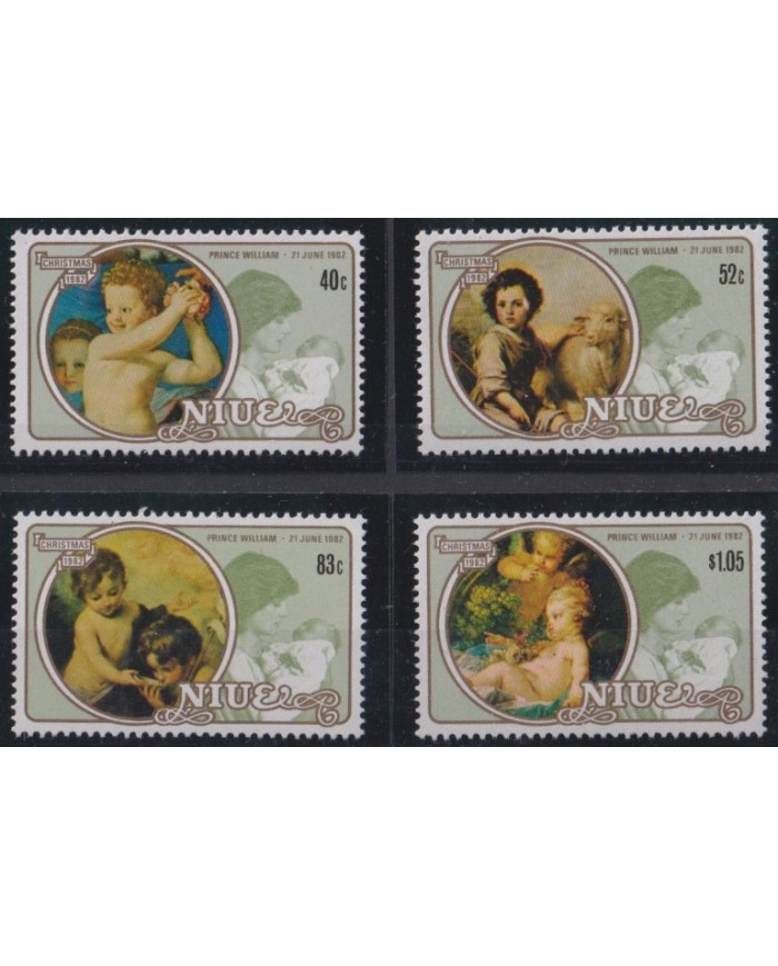 F-EX60956 NIUE 1982 MNH CHRISTMAS NAVIDAD RELIGION ART PAINTING ANGELS.