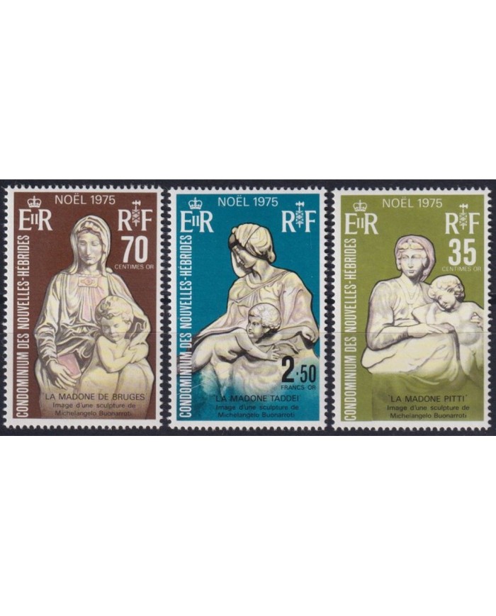 F-EX60959 NEW HEBRIDES MNH 1975 CHRISTMAS NAVIDAD ART MICHELANGELO MADONNA.