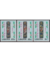 F-EX60969 LIBERIA MNH 1977 CHRISTMAS NAVIDAD ART MADONNA STAINED GLASS.