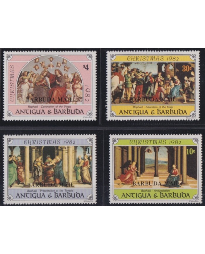 F-EX60975 BARDUDA 1982 MNH RAPHAEL ART PAINTING CHRISTMAS NAVIDAD.