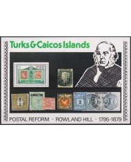 F-EX60090 TURKS & CAICOS MNH 1979 SHEET ROWLAND HILL CENTENARY OF STAMPS.