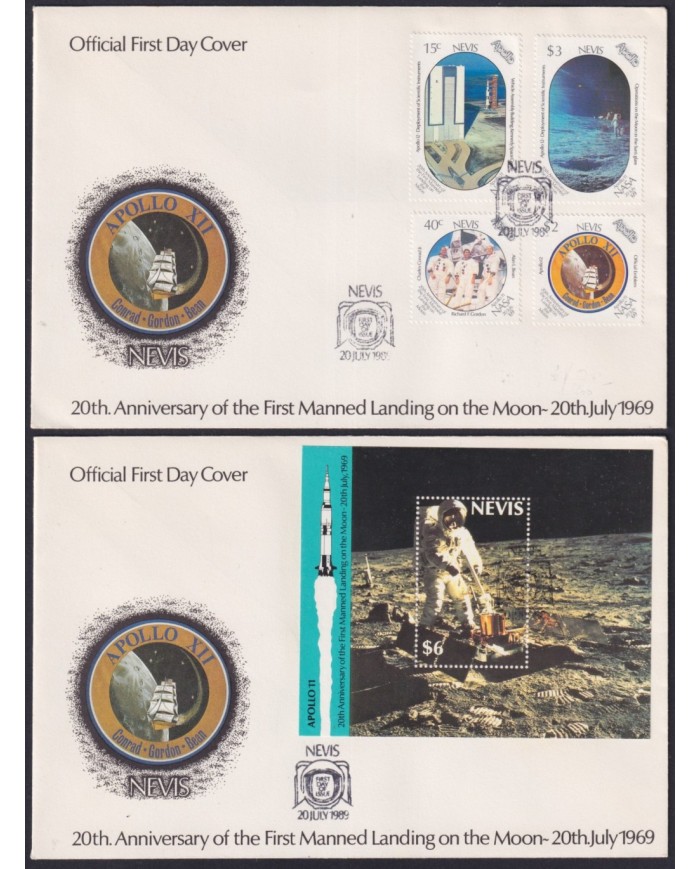 F-EX59780 NEVIS MNH 1999 SPACE COSMOS 20th ANNIV MOON LANDING APOLLO XII ARMSTRONG.