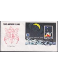 F-EX59778 TURKS & CAICOS FDC 1998 GLENN RETURN TO SPACE COSMOS SATELLITE.
