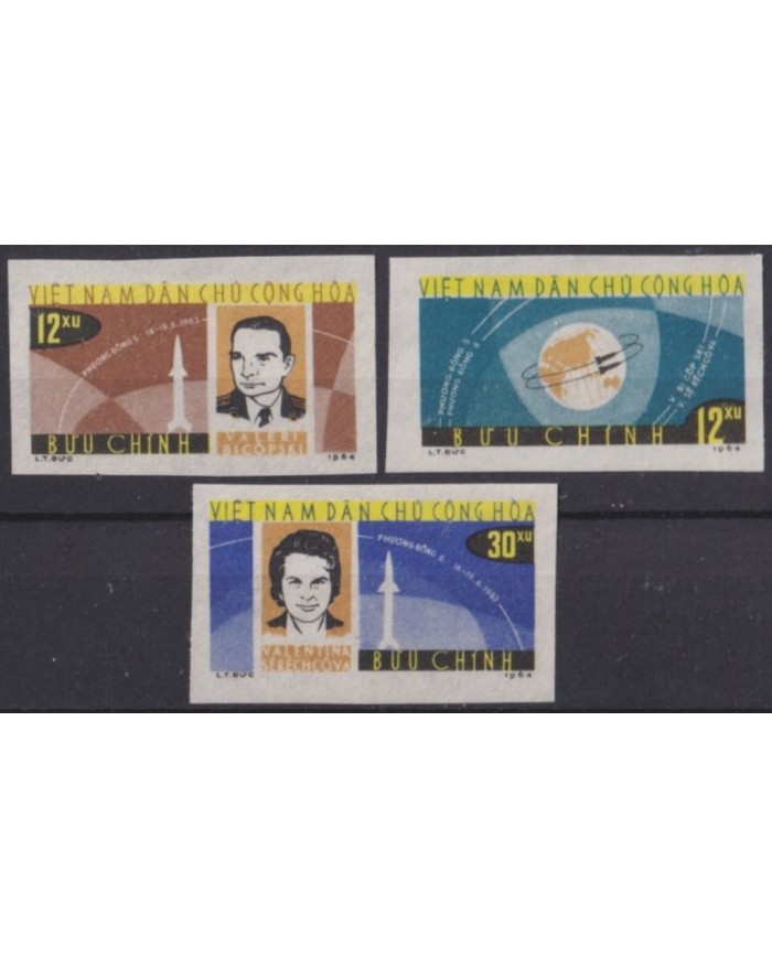 F-EX60323 VIETNAM NO GUM 1964 IMPERF ASTRONAUTICS TERESHKOVA SPACE COSMOS.