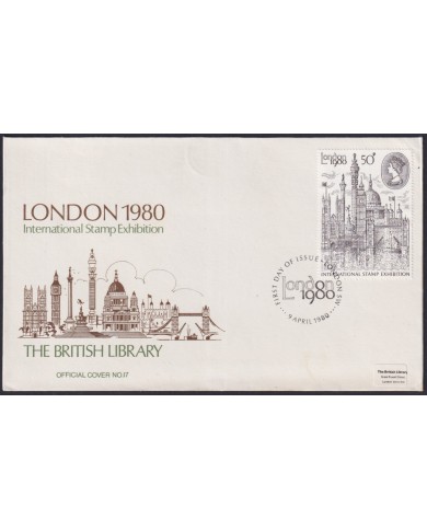 F-EX59021 UK ENGLAND FDC 1980 INTERNATIONAL EXHIBITION BRITISH LIBRARY.