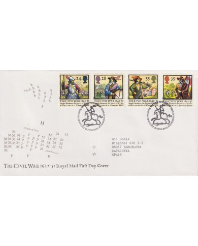 F-EX59024 UK ENGLAND FDC EDINBURGH 1992 CIVIL WAR SOLDIER & ARMY.