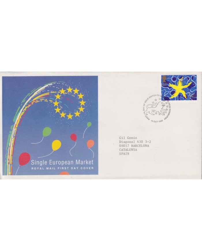 F-EX59026 UK ENGLAND FDC EDINBURGH 1992 SINGLE EUROPEAN MARKET.