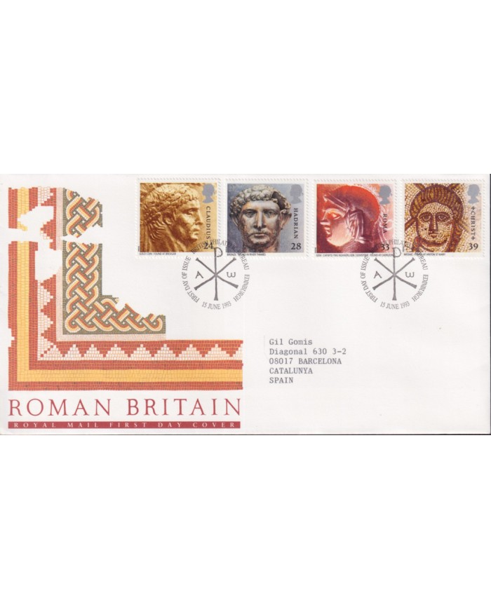 F-EX59029 UK ENGLAND FDC EDINBURGH 1992 ROMAN BRITAIN ARCHAELOGY CLAUDIUS HADRIAN.