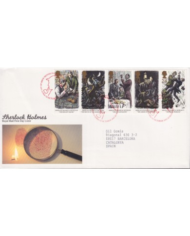 F-EX59034 UK ENGLAND FDC EDINBURGH 1993 SHERLOCK HOLMES RED CANCEL.