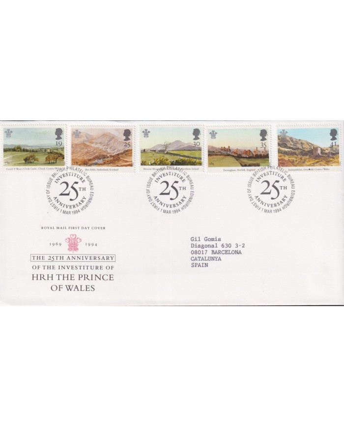 F-EX59039 UK ENGLAND FDC EDINBURGH 1994 25TH INVESTITURE OF PRINCE OF WALES LANDSCAPE.