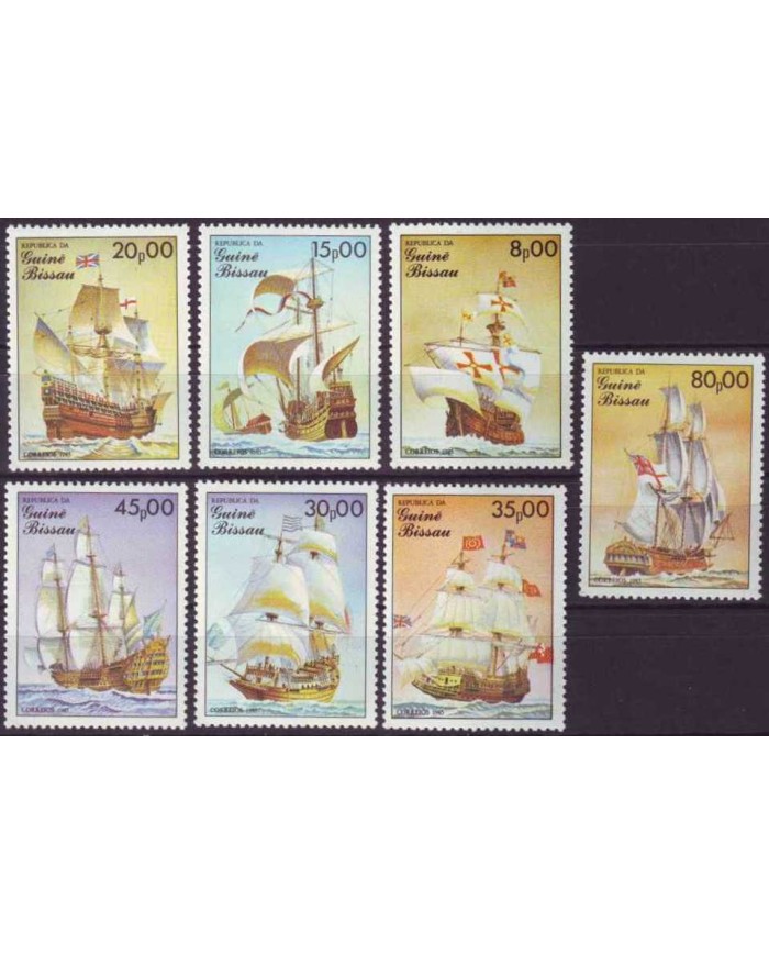 F-EX61039 GUINE-BISSAU COMPLETE SET MNH 1985 DISCOVERY SHIP BARCOS DESCUBRIMIENTO.