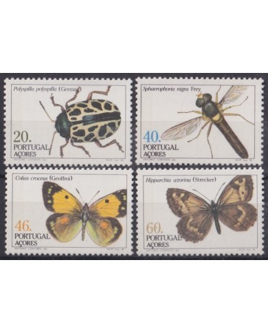 F-EX61041 AZORES 1985 MNH BUTTERFLIES MARIPOSAS INSECTS ENTOMOLOGY BEETLE.