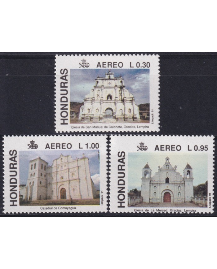 F-EX61045 HONDURAS 1991 MNH IGLESIAS Y CATEDRALES CHURCH CATHEDRAL.