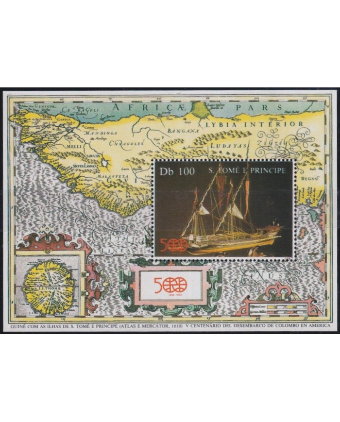 F-EX61054 SAO TOME I PRINCIPE MNH 1987 DISCOVERY SHIP AFRICA MAPS.
