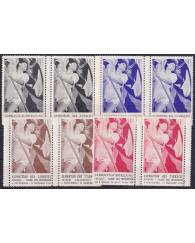 F-EX61207 ITALY 1956 CINDERELLA ART EXHIBITION CARRACCI PAINTING PAIR ORIGINAL GUM.