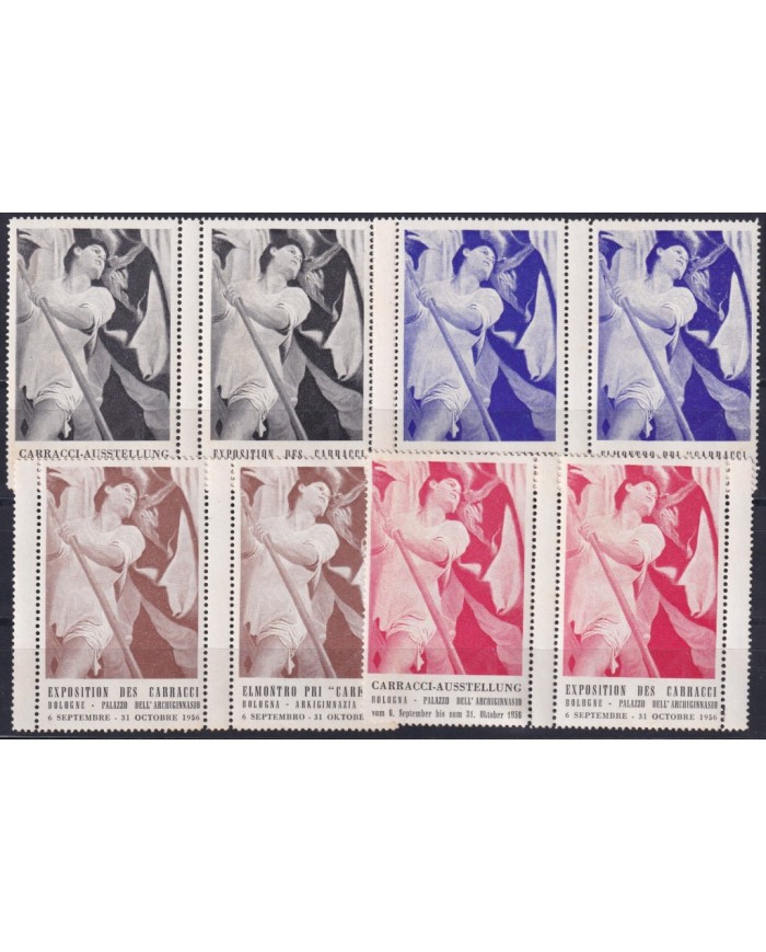 F-EX61207 ITALY 1956 CINDERELLA ART EXHIBITION CARRACCI PAINTING PAIR ORIGINAL GUM.