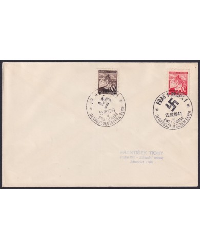 F-EX58397 BOHEMIA & MORAVIA CZECHOSLOVAKIA WWII 1941 GERMANY OCCUPATION CANCEL.