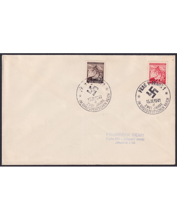 F-EX58397 BOHEMIA & MORAVIA CZECHOSLOVAKIA WWII 1941 GERMANY OCCUPATION CANCEL.