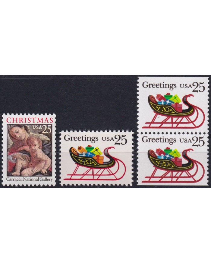 F-EX61091 USA US MNH 1989 CHRISTMAS NAVIDAD GREETINGS SET.
