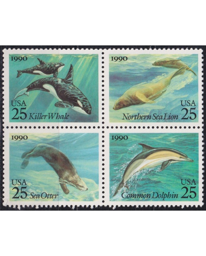 F-EX61093 USA US MNH 1990 MARINE WILDLIFE DOLPHINS WHALE.