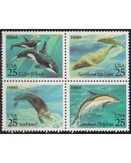 F-EX61093 USA US MNH 1990 MARINE WILDLIFE DOLPHINS WHALE.