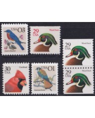 F-EX61098 USA US MNH 1991 BIRD DUCK KESTRELL CARDINAL.