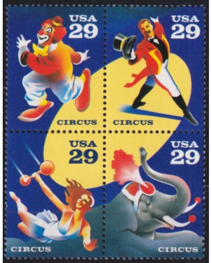 F-EX61304 USA US MNH 1993 CIRCUS CLOWN ELEPHANT.