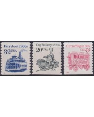 F-EX61315 USA US MNH 1995 FERRYBOAT RAILROAD CIRCUS WAGON SHIP.