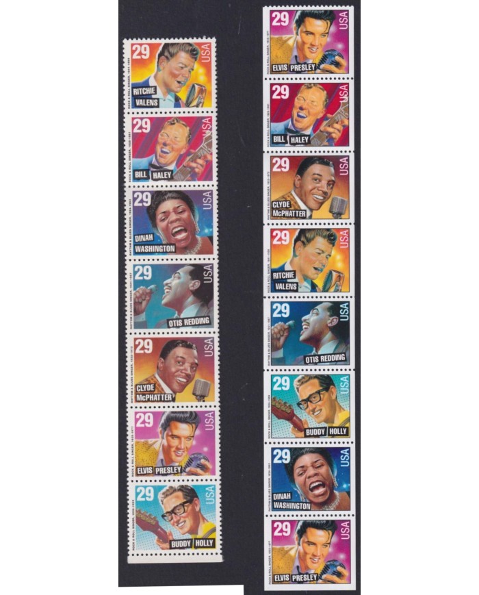 F-EX59840 USA US MNH 1993 POPULAR SINGER TRIP ELVIS PRESLEY BUDDY HOLLY OTIS.