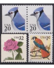 F-EX61319 USA US MNH 1995 FLOWERS ROSE CARDINAL KESTREL.