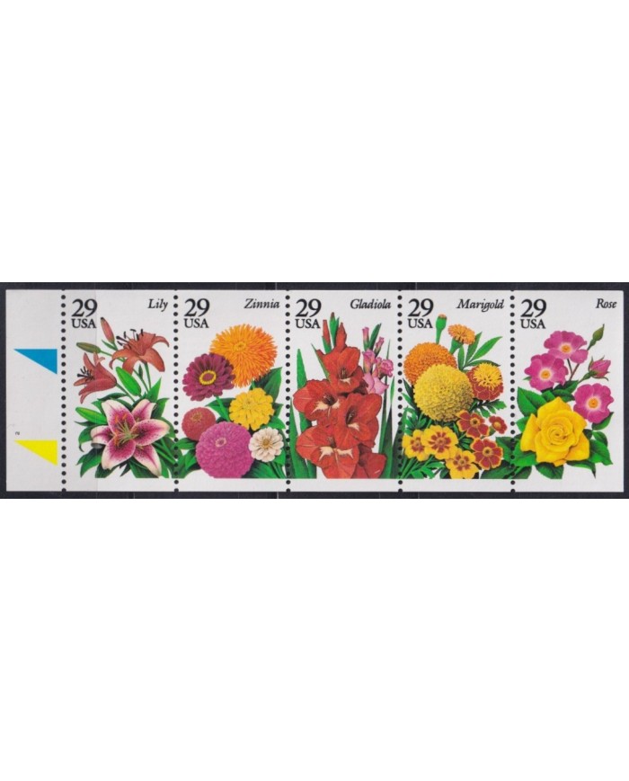 F-EX61322 USA US MNH 1993 FLOWERS FLORES LILY GLADIOLA ROSE ZINIA TRIP.