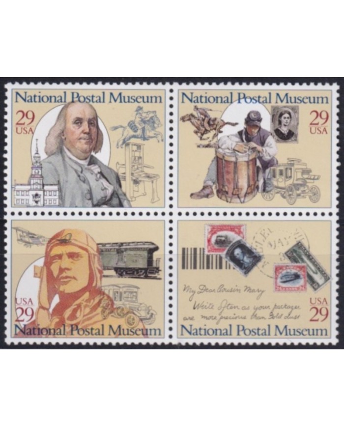 F-EX61323 USA US MNH 1993 NATIONAL POSTAL MUSEUM BLOCK.