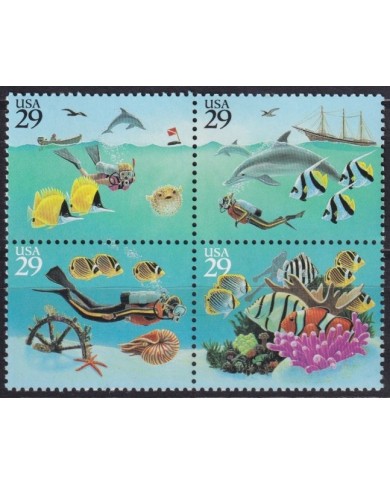 F-EX61328 USA US MNH 1994 MARINE WILDLIFE FISH DOLPHINS SHIP.