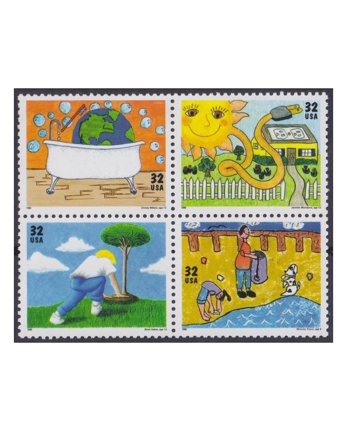 F-EX61337 USA US MNH 1995 CHILDREN DRAWING.