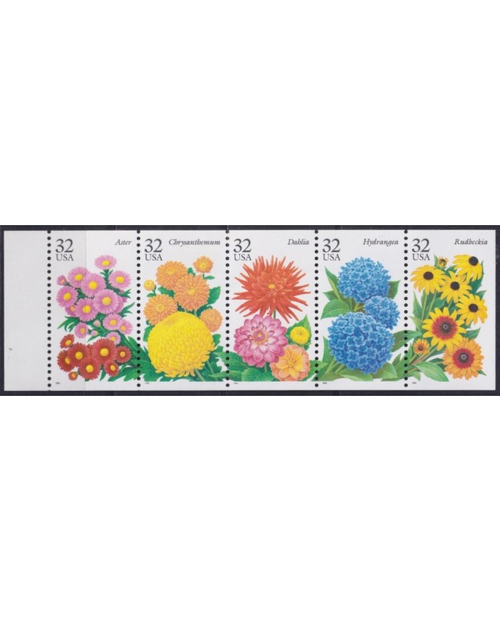 F-EX61339 USA US MNH 1995 FLOWERS DHALIA CHRYSANTHEMUM ASTER.