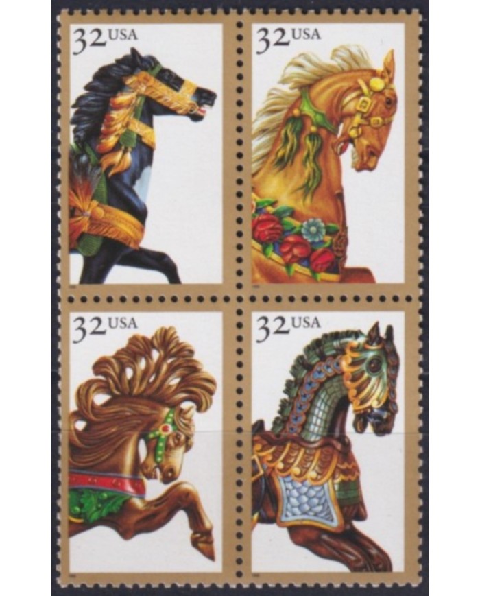 F-EX61342 USA US MNH 1995 HORSE CAROUSEL FAIR.