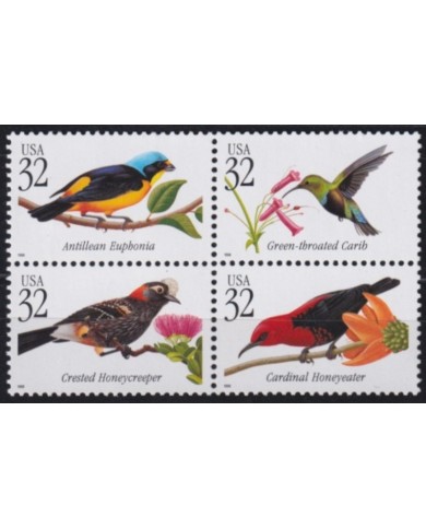 F-EX61359 USA US MNH 1998 BIRD EUPHONIA THROATED HONEYCREEPER CARDINAL.