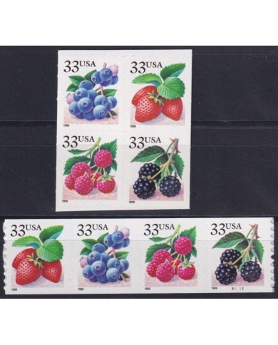 F-EX61369 USA US MNH 1999 FRUIT FRUTAS BLACKBERRY STRAWBERRY.
