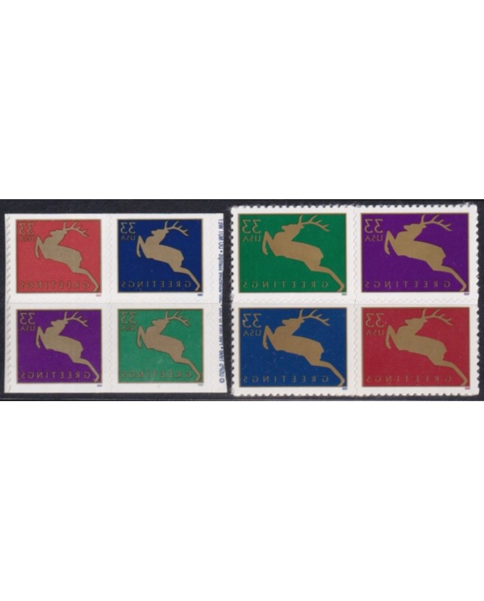 F-EX61370 USA US MNH 1999 GOLD REINDEER GREETING CHRISTMAS NAVIDAD.