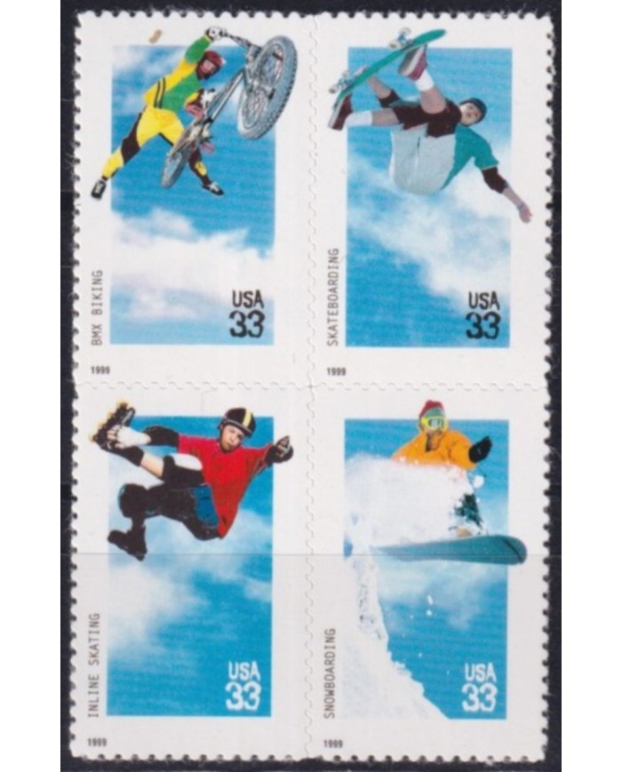 F-EX61372 USA US MNH 1999 SKATING SPORT SNOWBOARDING BMX BIKING.